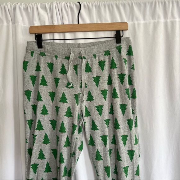 HANNA ANDERSSON Adult Flannel Pajama Pant Unisex L Green Christmas Trees - Picture 1 of 5